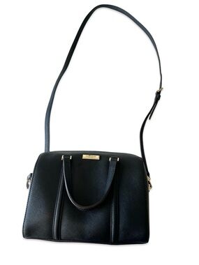 Kate Spade black leather small crossbody purse Long strap bag Small duffle bag
